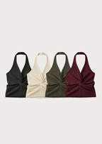Blusa Halter com Nó Frontal